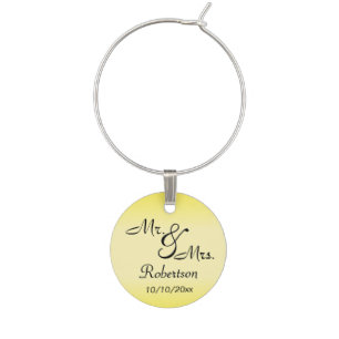 Yellow Wedding Wine Glass Charm