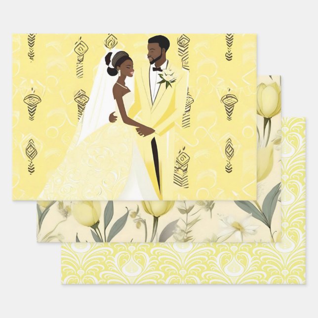 Yellow Wedding Wrapping Paper Set (Set)