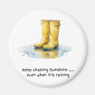 Yellow Wellie Boots Watercolour Art Magnet