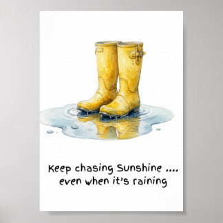 Yellow Wellie Boots Watercolour Art Print