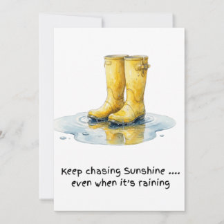 Yellow Wellie Boots Watercolour Art Print Postcard