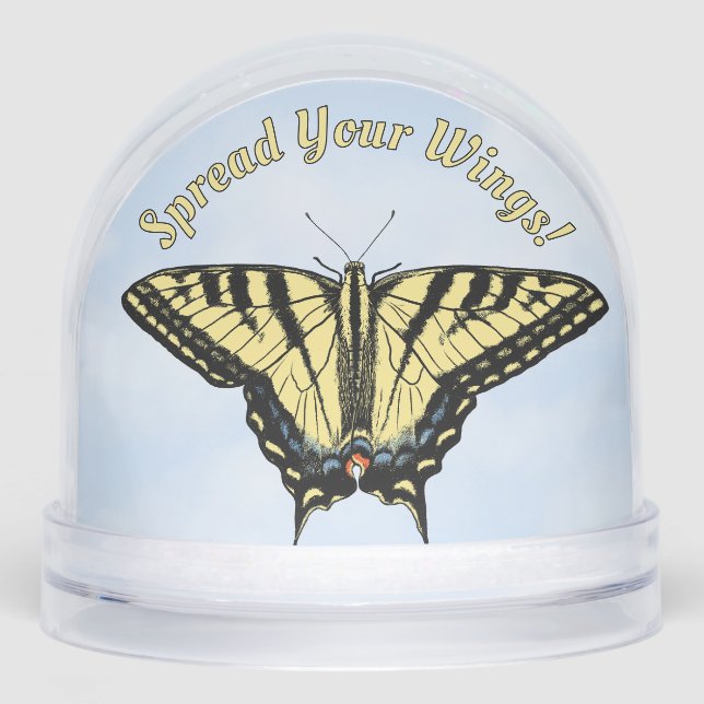 Yellow Western Swallowtail Butterfly Personalized Snow Globe (Front)