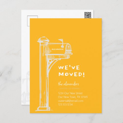 Yellow Weve Moved Distressed Mailbox Moving Postcard