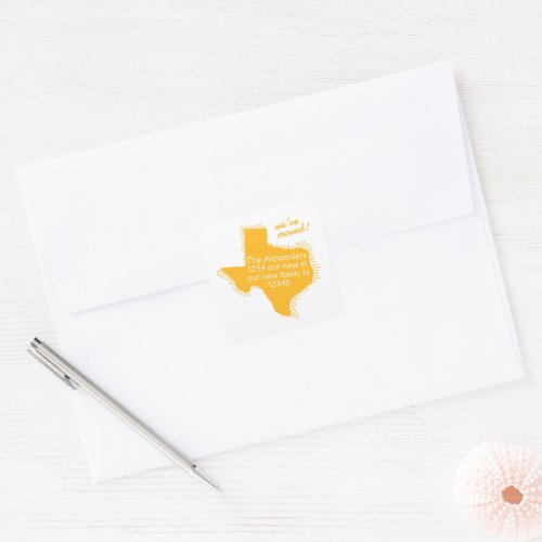 Yellow Weve Moved _ Dotted Texas Moving Square Sticker
