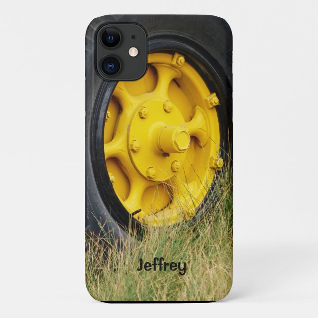 Yellow Wheel Personalized Name Case-Mate iPhone Case (Back)
