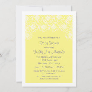 Yellow Whimsical Daisies Baby Shower Invite