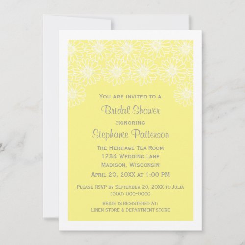 Yellow Whimsical Daisies Bridal Shower Invite
