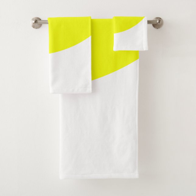 Yellow White Abstract Art Bath Towels (Insitu)
