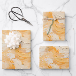 Yellow & White Abstract Paint Wrapping Paper Sheets