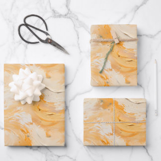 Yellow & White Abstract Paint Wrapping Paper Sheets
