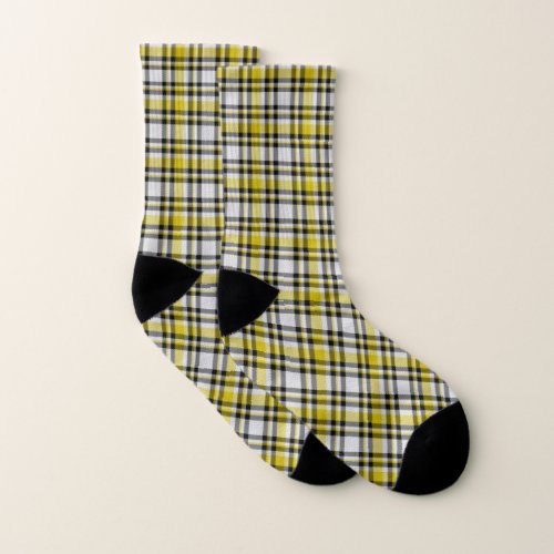 Yellow White and Black Plaid Socks