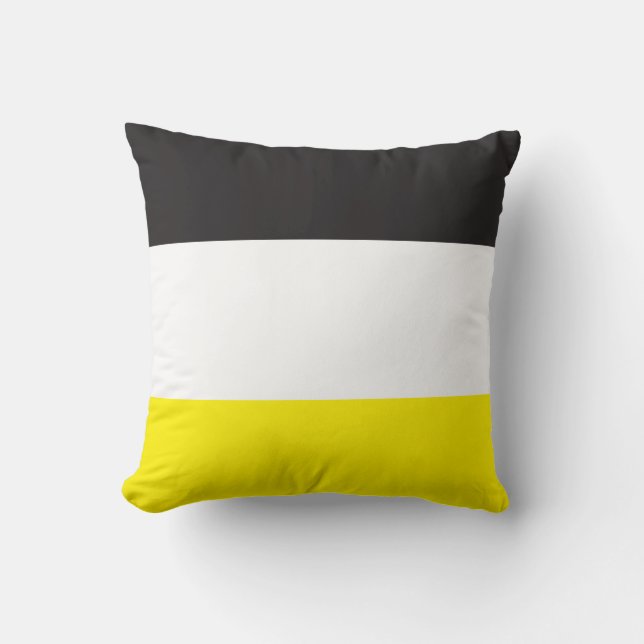 Yellow, White and Black Stripes Throw Pillow (Front)