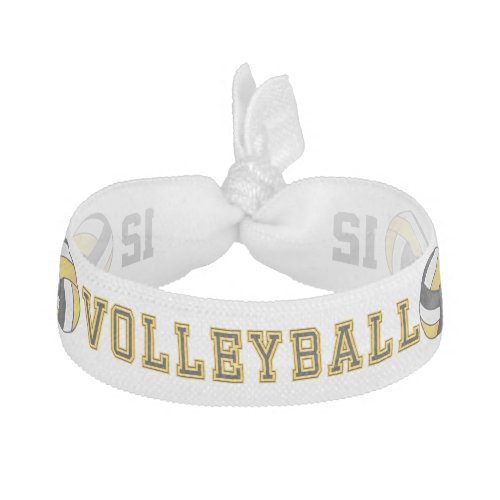 Yellow White and Black  Volleyball Design Elastic Hair Tie