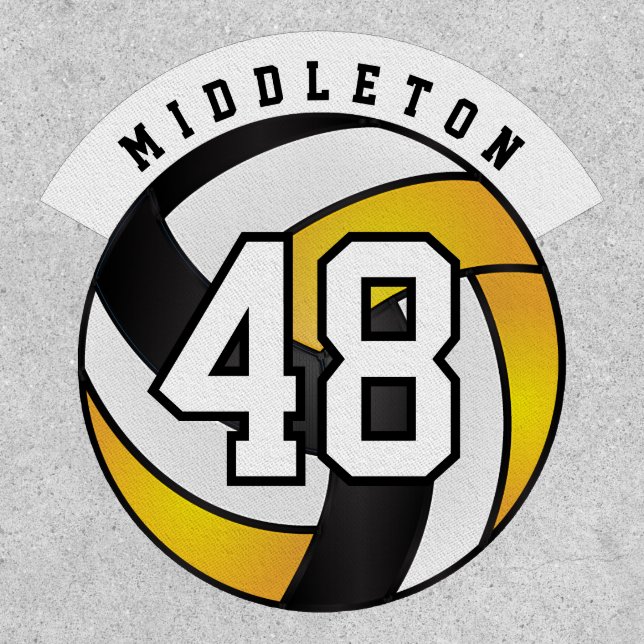 Yellow, White and Black Volleyball 🏐 Patch (Front)