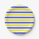 Thick and Thin Blue and White Stripes Paper Plates