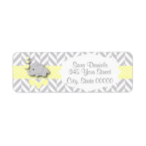 Yellow, White and Gray Elephant Baby Shower Label