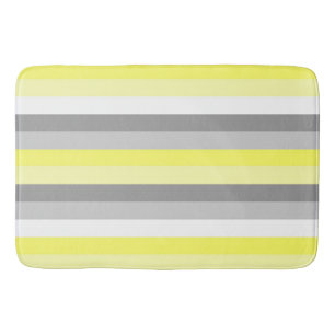 Yellow, White and Gray Stripes bath mat