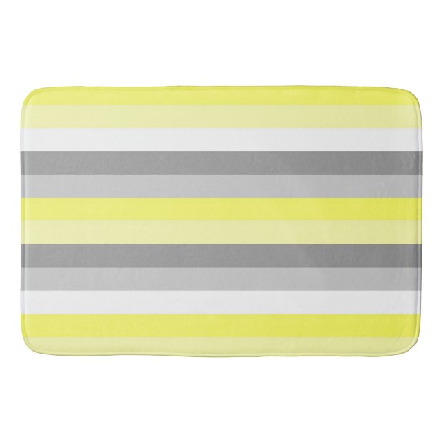Yellow, White and Gray Stripes bath mat (Front)