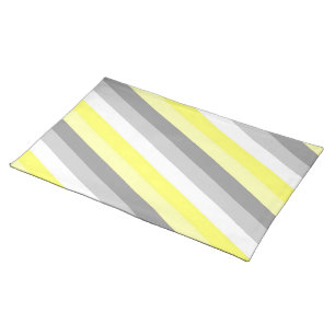 Yellow, White and Gray Stripes Cloth Placemat