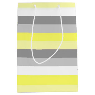 Yellow, White and Gray Stripes gift bag