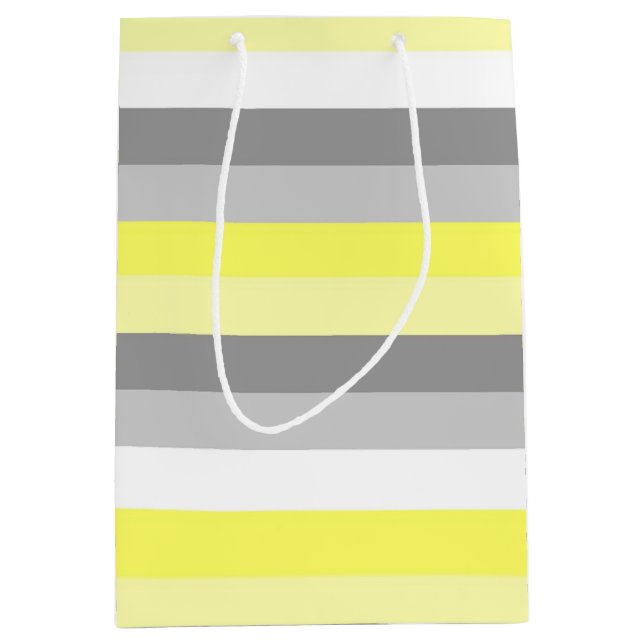 Yellow, White and Gray Stripes gift bag (Front)