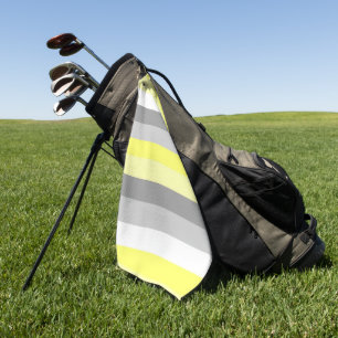 Yellow, White and Gray Stripes Golf Towel