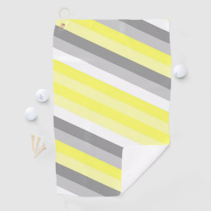 Yellow, White and Gray Stripes  Golf Towel