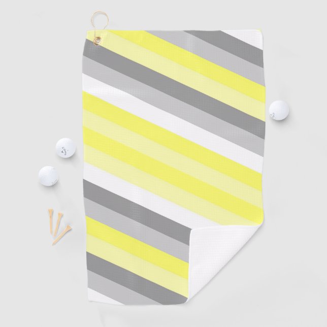 Yellow, White and Gray Stripes  Golf Towel (InSitu)