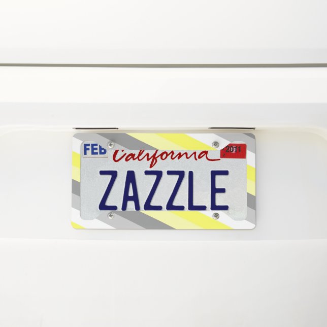 Yellow, White and Gray Stripes  License Plate Frame (On Car)
