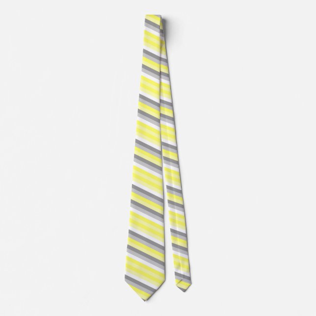 Yellow, White and Gray Stripes necktie (Front)