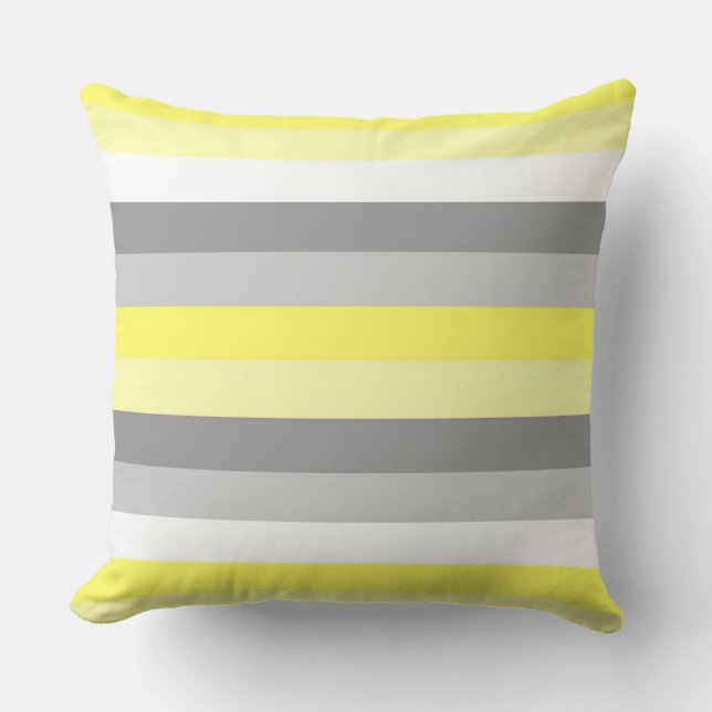 Yellow, White and Gray Stripes throw pillow (Front)