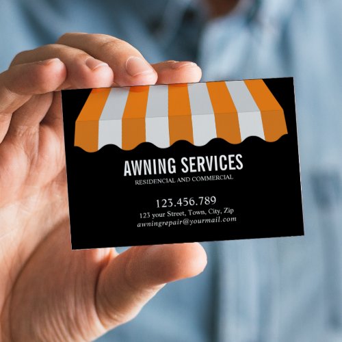 Yellow White Awning Services Cleaning Professional Business Card