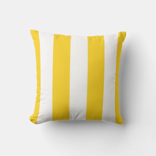 Yellow  White Awning Stripes Outdoor Throw Pillow