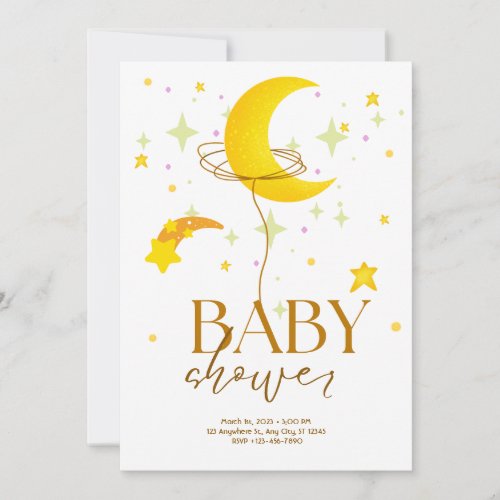 Yellow White Baby Shower Invitation