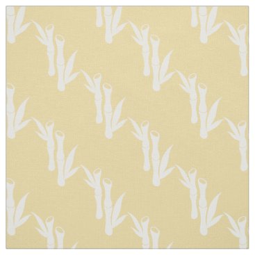 Yellow white Bamboo stalks oriental pattern fabric