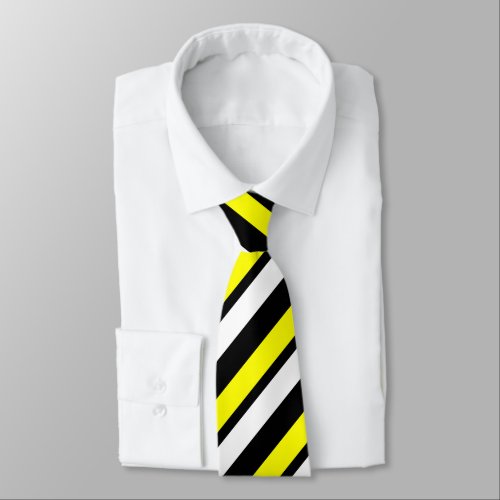 Yellow White & Black Custom Thin Regimental Stripe Tie