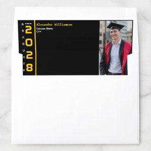 Yellow White Black Graduation Photo  Envelope Liner