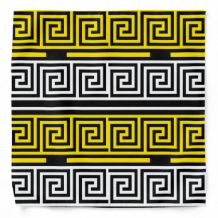 Yellow White Black Greek Key Fret Pattern Design Bandana