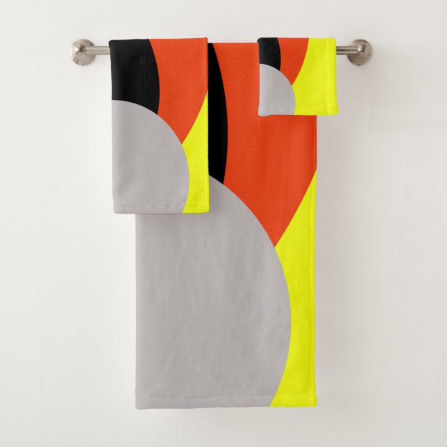 Yellow White Blue Black Abstract Art Bath Towels (Insitu)