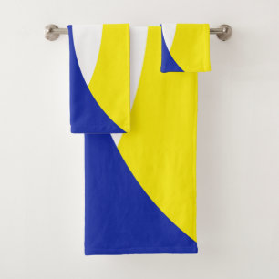 Yellow White Blue Black Abstract Art Bath Towels