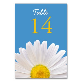 Yellow White Blue Shasta Daisy Flower Wedding Table Number by wasootch at Zazzle