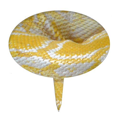 YELLOW WHITE BOA SNAKE SKIN TEXTURES REPTILES PATT CAKE TOPPER