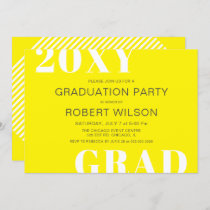 Yellow White Bold Typography Graduation Party  Invitation