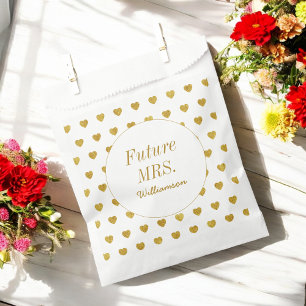 Yellow White Bridal Shower Hearts Pattern  Favor Bag