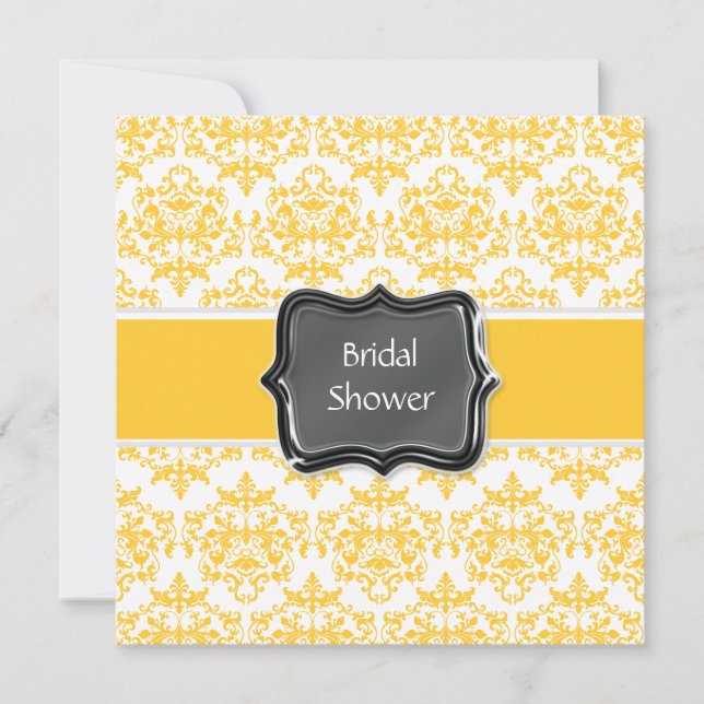 Yellow white bridal shower personalize invitation (Front)