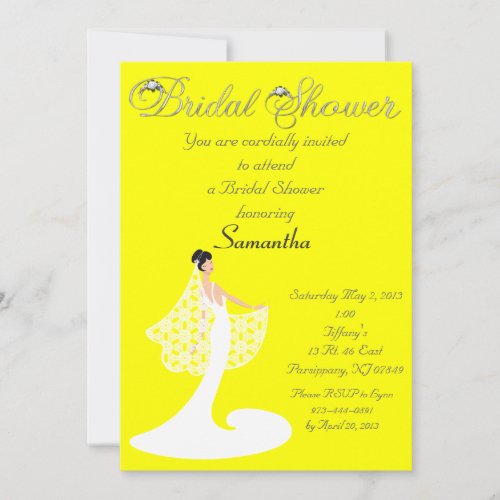 Yellow &amp; White Bride Bridal Shower Invitation