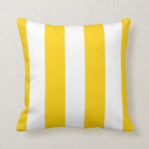 Yellow & White Broad Stripes Decorative Throw Pillow