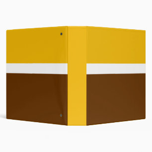 Yellow White Brown Plain Color Block Design 3 Ring Binder