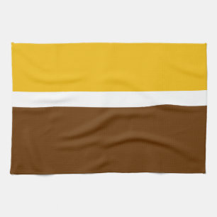 Yellow White Brown Plain Color Block Design Kitchen Towel