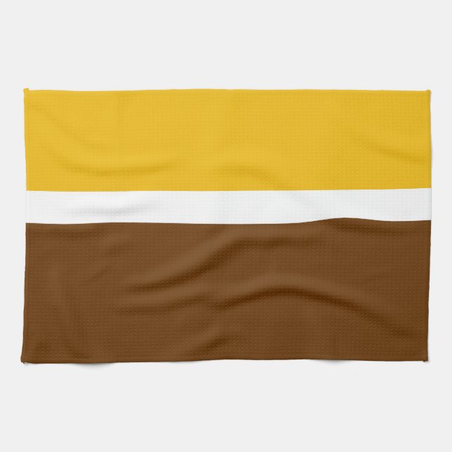 Yellow White Brown Plain Color Block Design  Kitchen Towel (Horizontal)